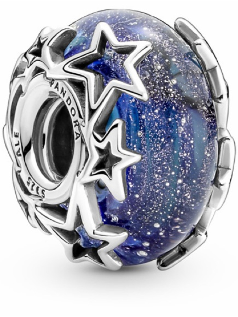 Pandora Sterling Silver Galaxy Blue and Star Murano Glass Charm - 790015C00